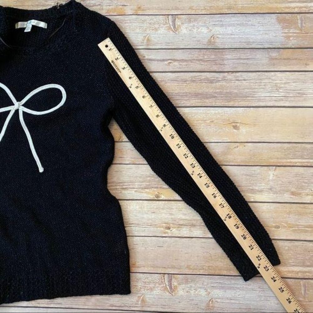 Lauren Conrad Black Sparkle Bow Crew Sweater M - Picture 11 of 13